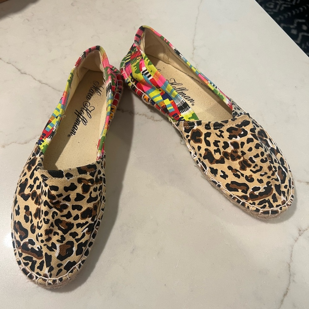 Mara Hoffman Leopard Jaguar Print Espadrilles Flats Slip On Shoes Size 7